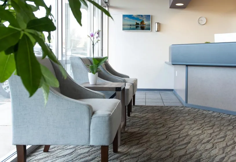 inside the waiting room of Spokane Valley dental office Serenity Dental